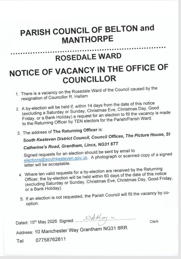 Notice of vacancy